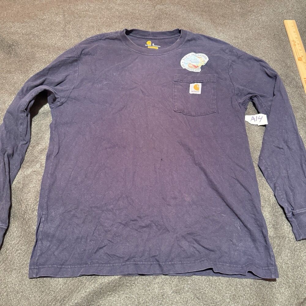Carhartt Mens TShirt M Medium Navy Blue Regular Original Fit Long Sleeve Tee